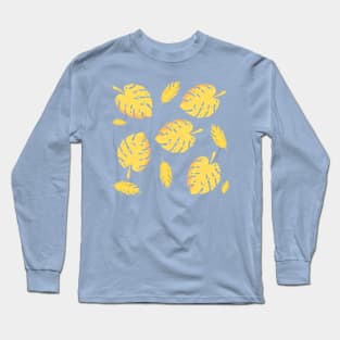 Golden Leaves Pattern Design Long Sleeve T-Shirt